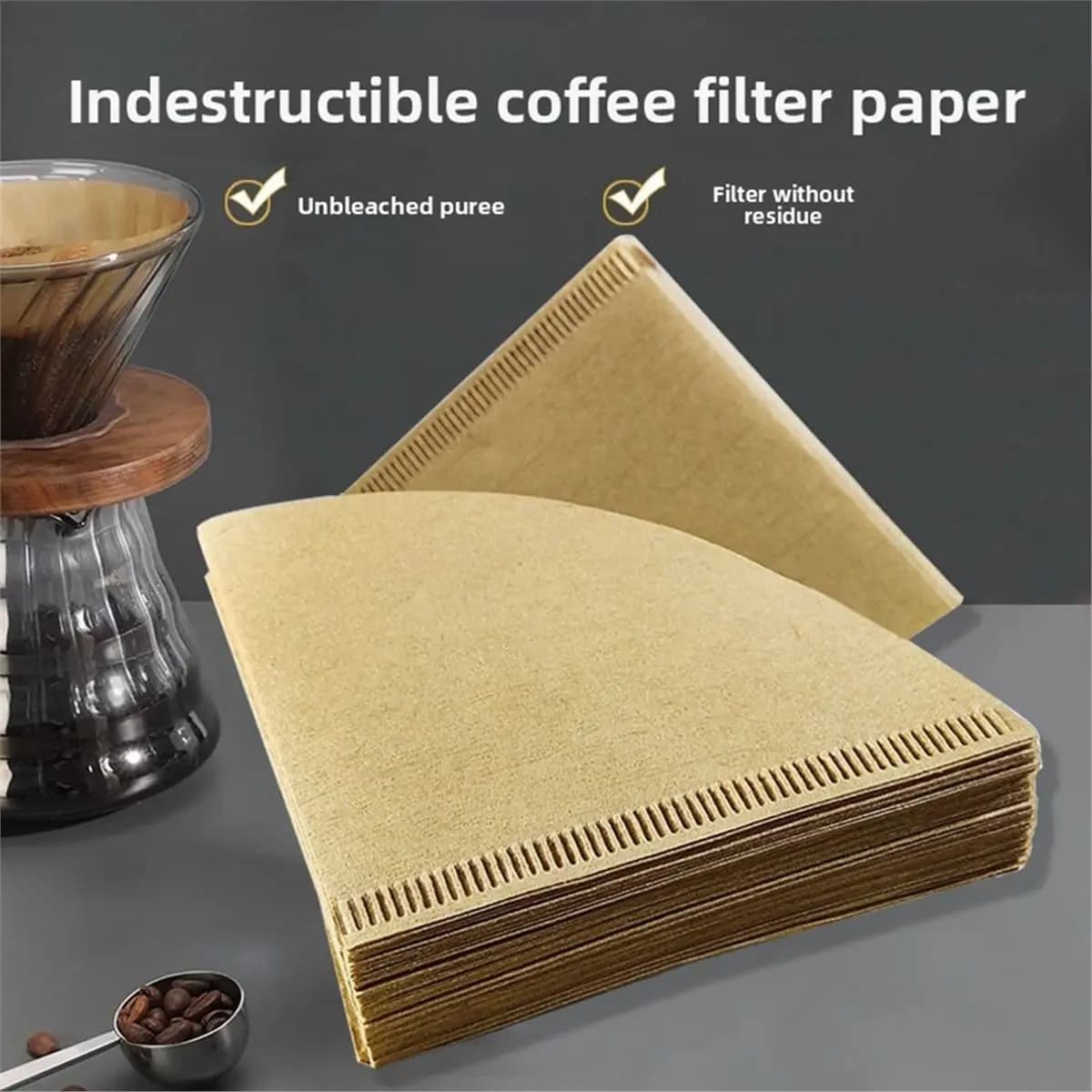 A67T NEW Unbleached Original Wooden Hand Drip Paper Coffee Brewer Coffee Filter Bag Coffee Maker Accessories