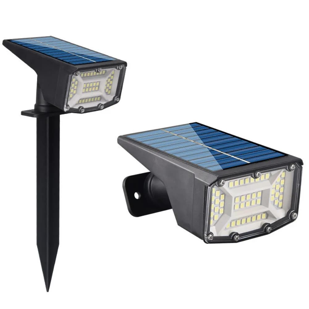 Luci Solari a Pannello Fotovoltaico Regolabili 50/53 LED, Lampada Solare da Parete Super Luminosa, Faretto da Esterno a Spina per Giardino