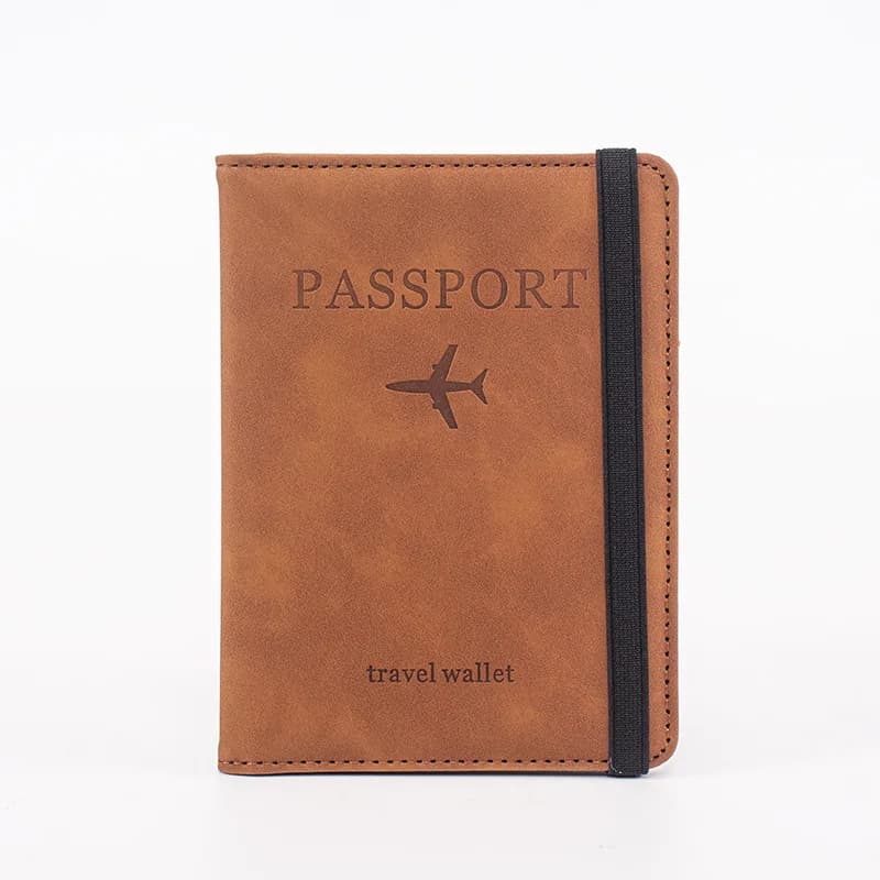 Skin pressure adjustable strap PU leather RFID passport bag cover clip Travel wallet ID bag