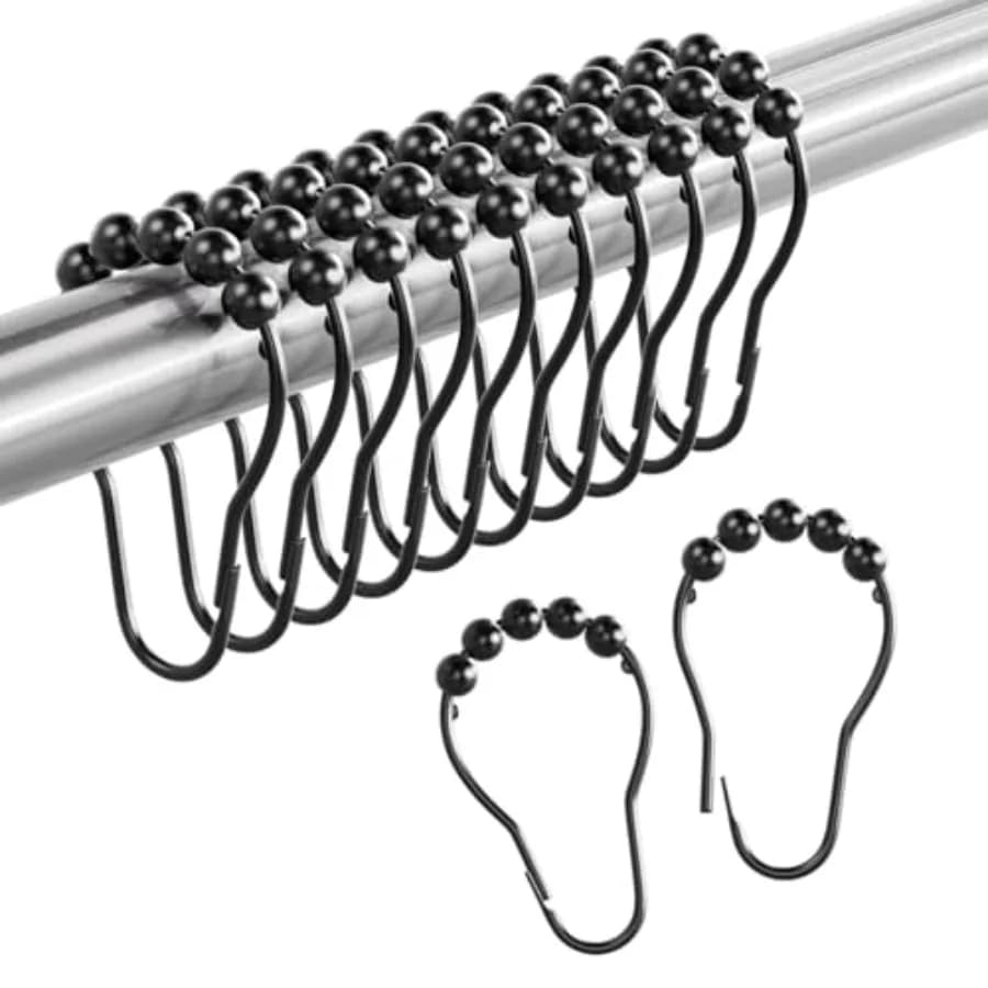 Shower Curtain Rings - Set of 12 - Rust-Resistant Metal Shower Hooks for Bathroom Shower Rod