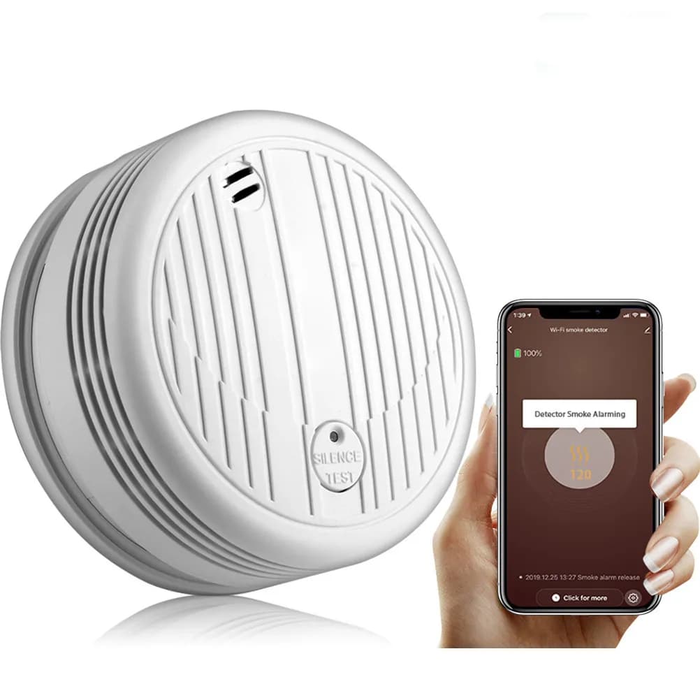 WiFi Smoke Detector Wireless Smart Home Fire Alarm High Sensitivity Sensor for Living Room Office