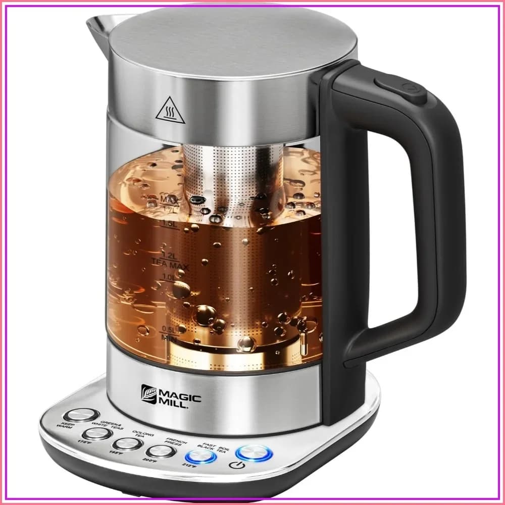 Electric Kettle with Tea Infuser & Temp Control - 1.7L, Rapid Boil, Keep Warm, Auto Shut Off, BPA Free