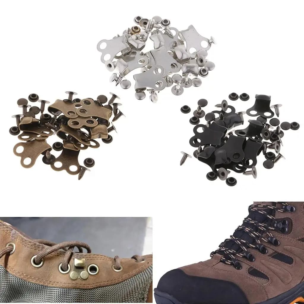 10 sets of copper boot lace hooks for hiking, climbing, repair buckle
