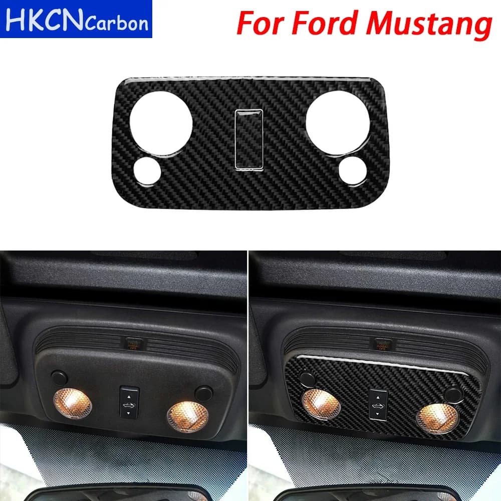 For Ford Mustang 2009-2013 Carbon Fiber Accessories Roof Reading Lamp Decorative Panel Cover Interior Decoration Car Sticker