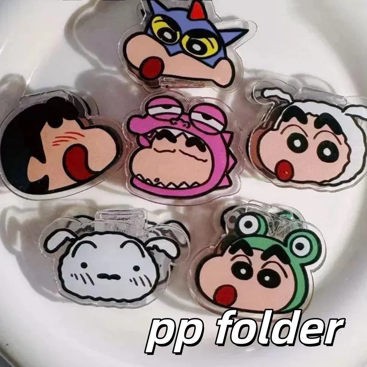 Crayon Shin-chan pp clip animazione periferica nota carina cartone animato bifacciale acrilico carino conto bambola bifacciale di cancelleria