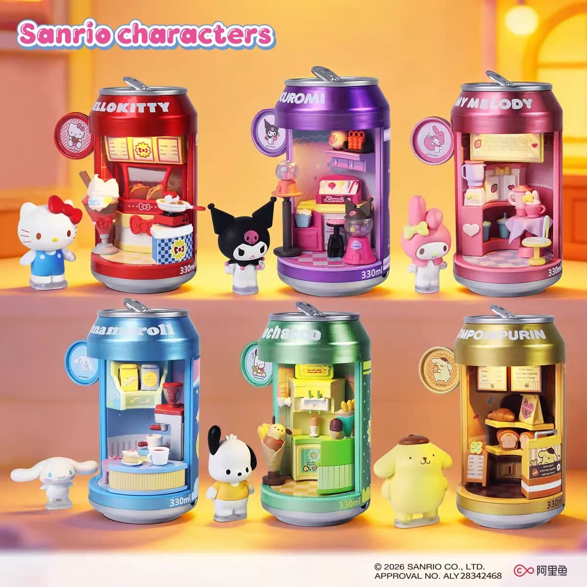In Stock Original Sanrio Blind Box Soda Can Dessert Shop Series Genuine Creative Lighted Ornament Collectible Toys Gifts
