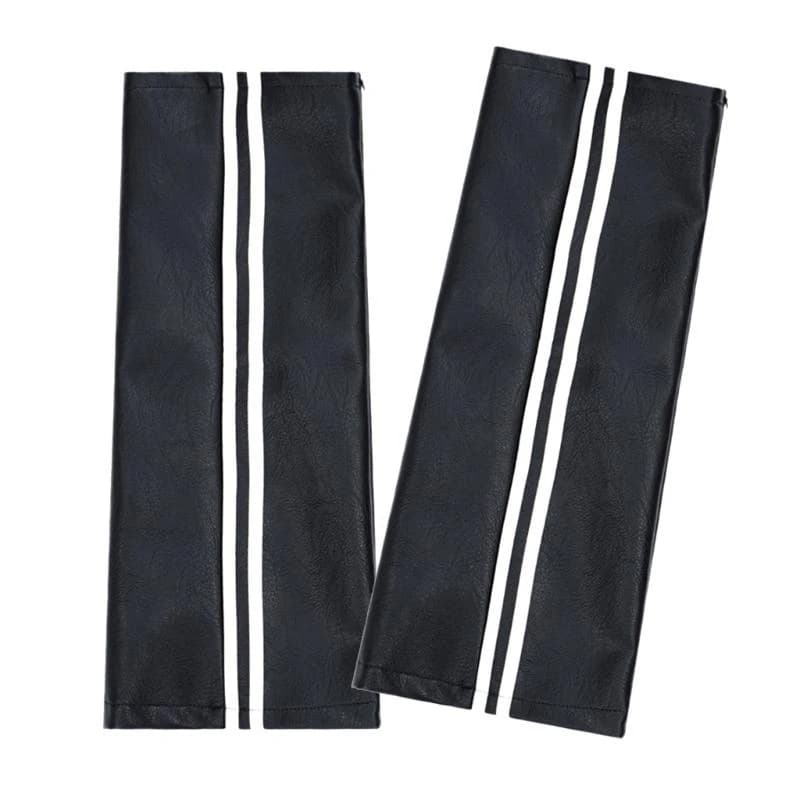 Women Punk Zippers Long Leg Socks Faux Leather Striped Leg Warmers Harajuku Knee Length Gaiters Boot Covers Streetwear 15UB