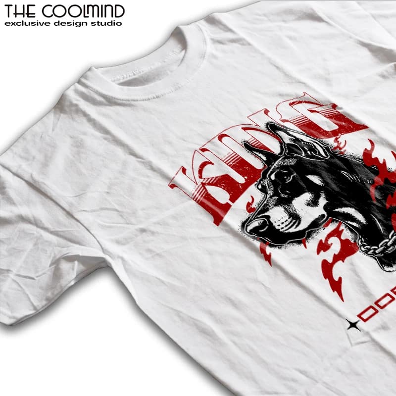 Coolmind U0031-T2 Doberman God Stampa Maglietta da uomo Cool Esclusivo Grafica da uomo Maglietta di grandi dimensioni 100% cotone Tee Camicette Top