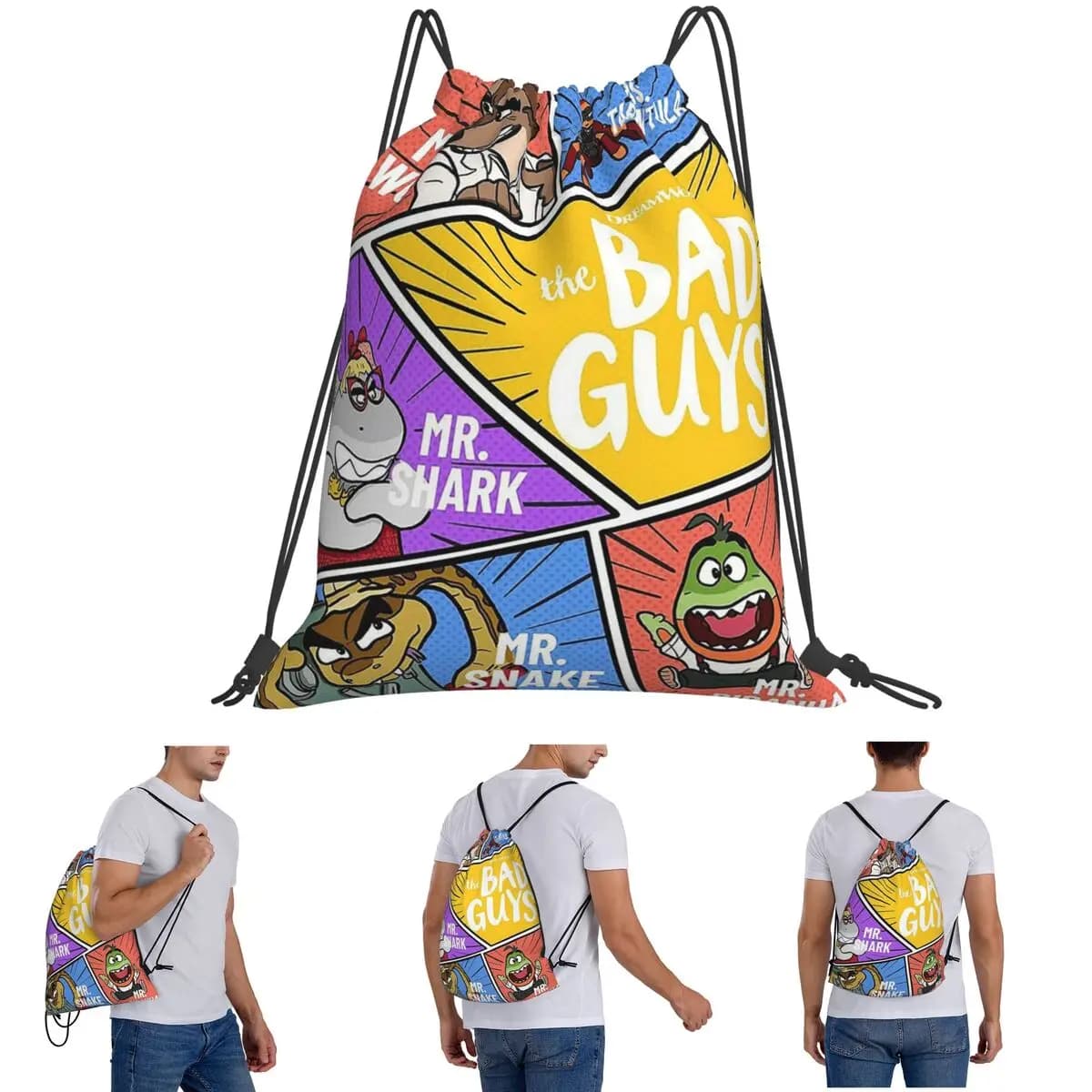 The Bad Guys Zaini carini Borse casual con coulisse Scarpe Borsa Borse per libri per la scuola di viaggio