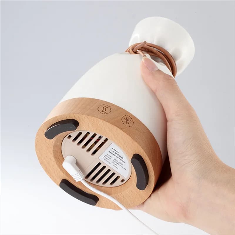 Diffusore di aromi per sacchetti piccoli per parti domestiche, umidificatore ad ultrasuoni portatile con design in legno massello, lampada per aromaterapia con oli essenziali