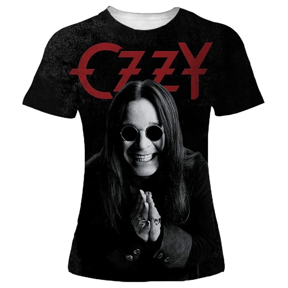 T-shirt da uomo stampata in 3D con Ozzy Osbourne, band punk/rock, stile estivo, creativa, alla moda, a maniche corte, casual, streetwear