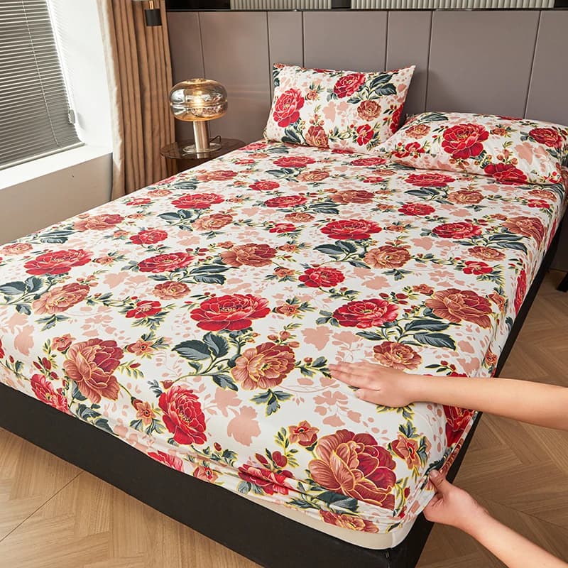 J153pcs set Lenzuolo stampato con federa Copriletto delicato sulla pelle Set lenzuolo con angoli elastici per la casa Biancheria da letto morbida copriletto illuminato