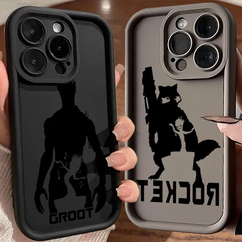 Cover in Silicone Groot Rocket Deadpool Art per iPhone 17E 11 12 13 14 15 16 17 Pro Max Fundas 17 Air Plus 16e 13 Mini