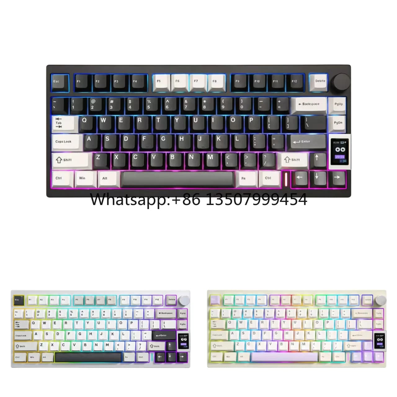 YUNZII AL80 QMK VIA LCD Aluminum Alloy Mechanical Keyboard 75% Layout with Knob Tri-mode Hot-swappable Gateron Zero Switches