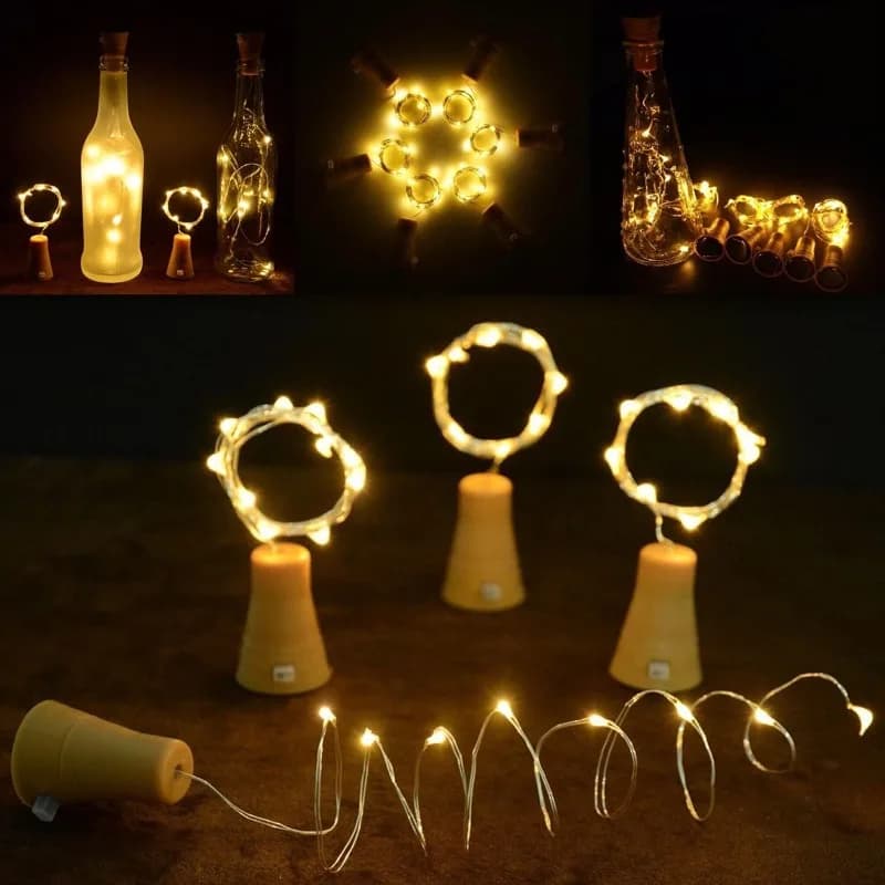 20LED solar copper soft wood string lights per bottiglie di vino, feste, vacanze, natale, outdoor, adatto per fai da te, matrimoni