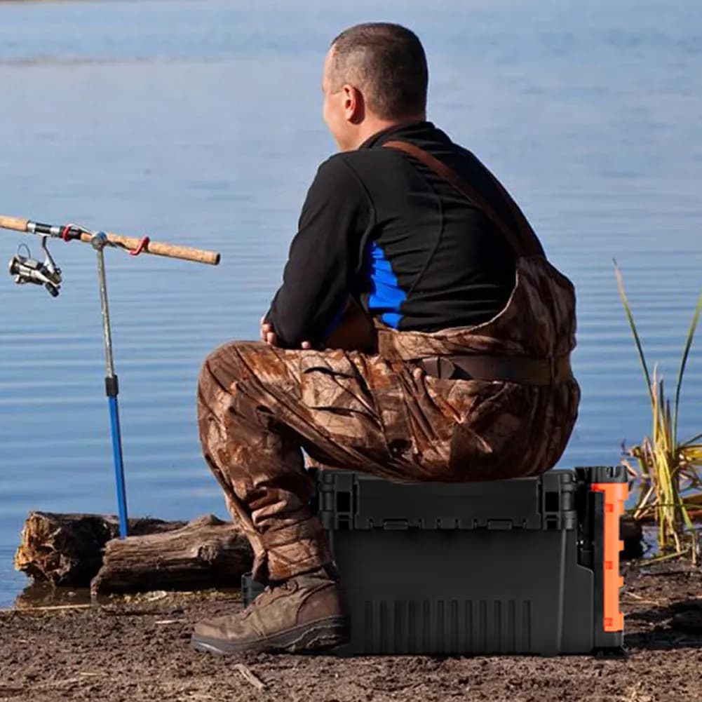 2 Level Fishing Equipment Box, 11 L Fishing Accessories Container, Adjustable Case for Organizing Fishing Equipment