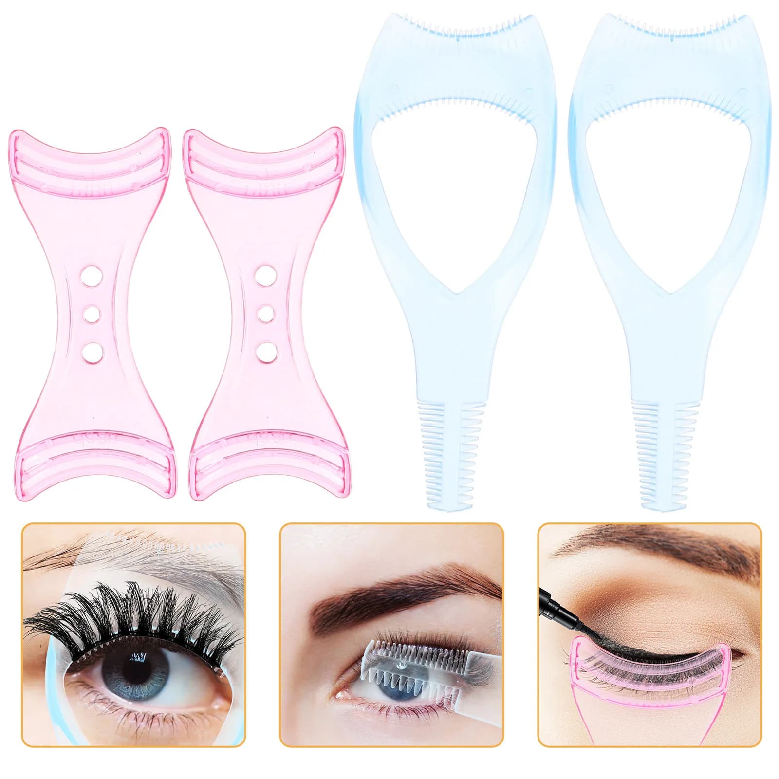 Eyeliner Stencils and Mascara Applicator Guards Reusable Brow Comb Eyelash Tool