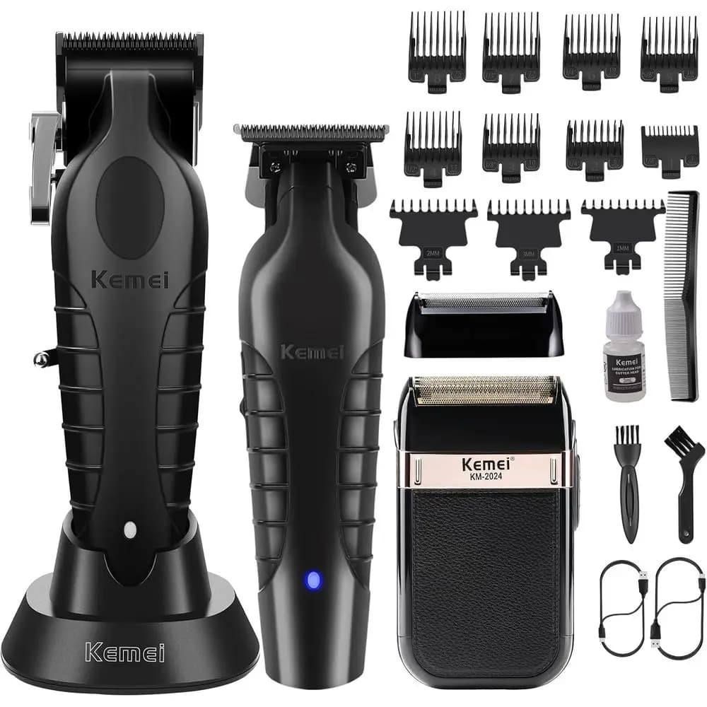 Set tagliacapelli e regolabarba da uomo, tagliacapelli ricaricabili con kit per taglio capelli con ricarica USB