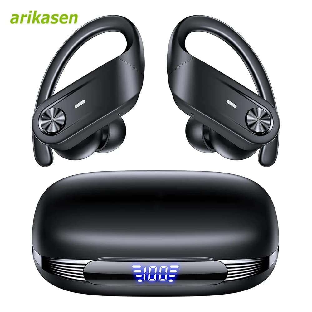 Cuffie Bluetooth sportive Auricolari TWS wireless Auricolari impermeabili IPX7 4 microfoni Cuffie per chiamate ENC HD per palestra di allenamento