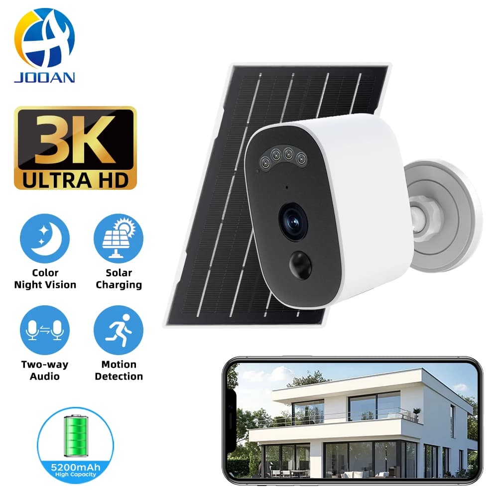 Jooan 3K HD Solar Security Camera Wireless External IP Camera Battery Powered Detection Human Detection Home Surveillance Protection