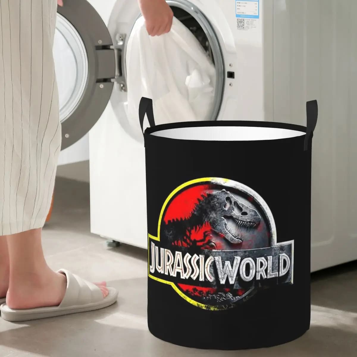Jurassic World foldable linen basket, bag holder for dirty clothes and toys, bag organizer for the house
