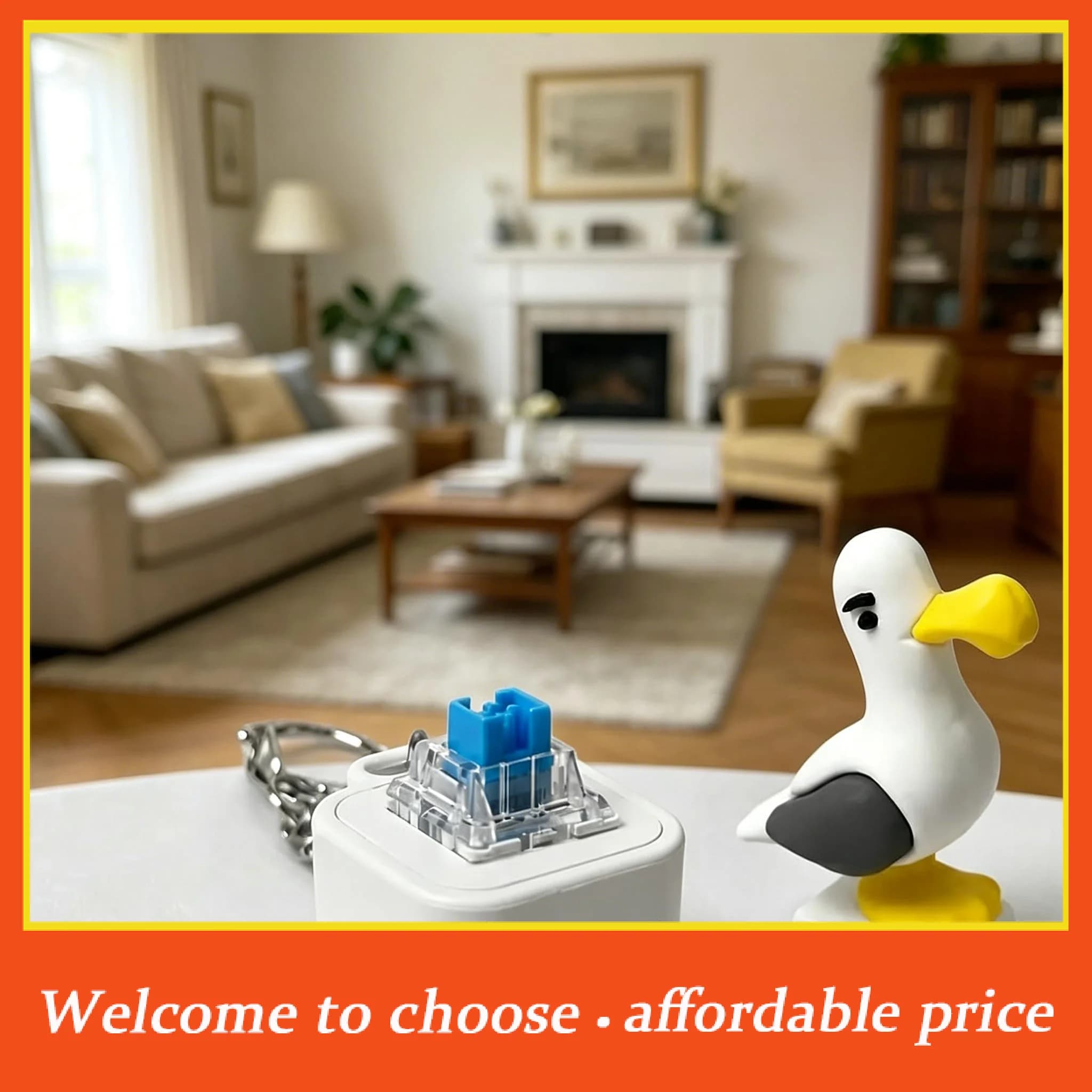 []Cute Seagull Custom 3D Keycap Squeaky Sound Creative Decor for Gamer Mechanical Keyboard
