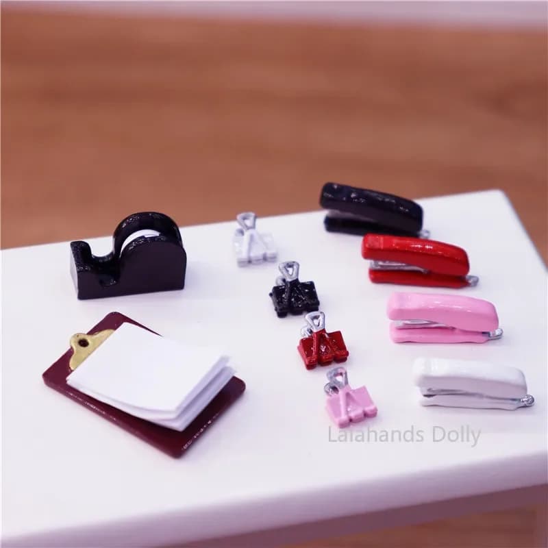 Cucitrice per l'apprendimento del Mini ufficio della casa delle bambole, Clip, modello di nastro sigillante per accessori decorativi per la casa delle bambole