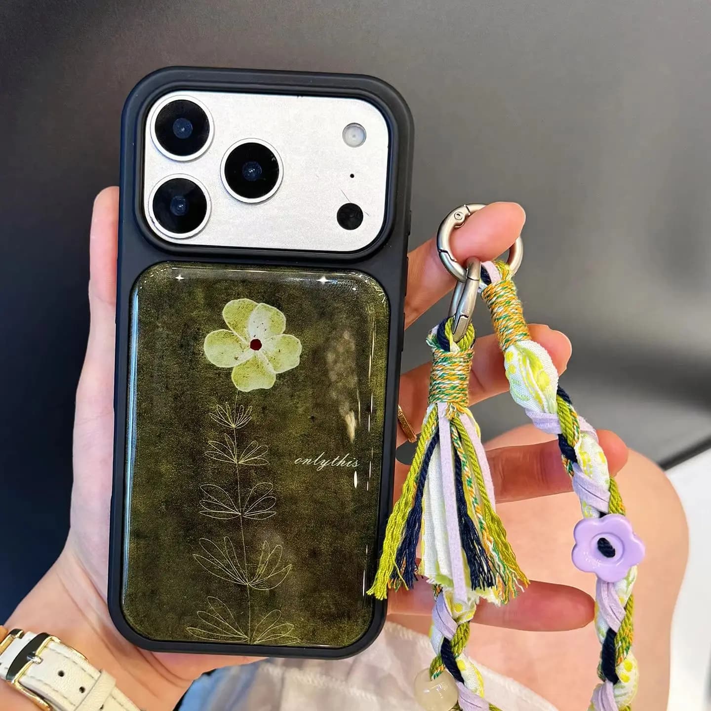 Korean Green Rendering Flower Epoxy Resin Phone Case For iPhone 18 Duo 17AIR 17 16 15 14 13 12 11 Pro Max Plus Mini Y2K Cover