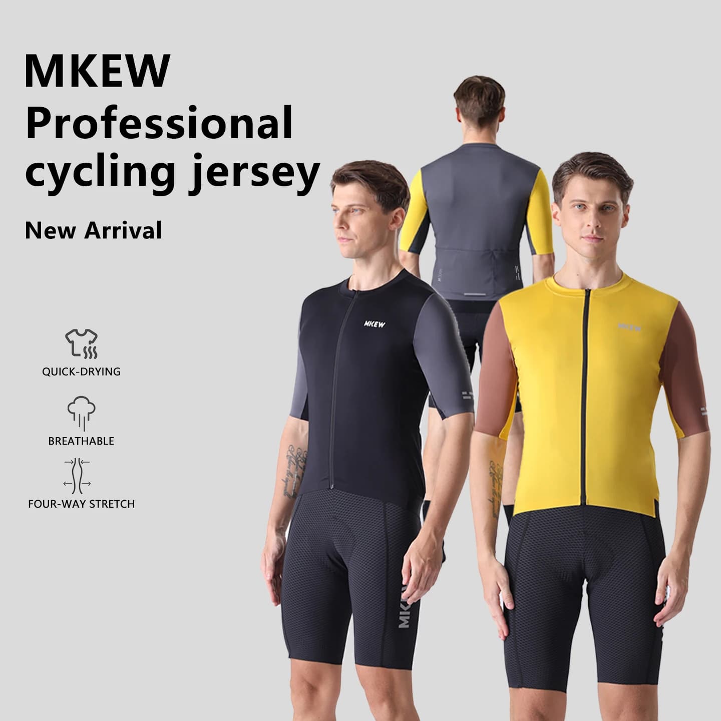 MKEW Summer Men’s Pro Cycling Jersey Breathable Mtb Shorts Sleeve Bicycle Clothing Pockets Mountain Cycling Road Bike