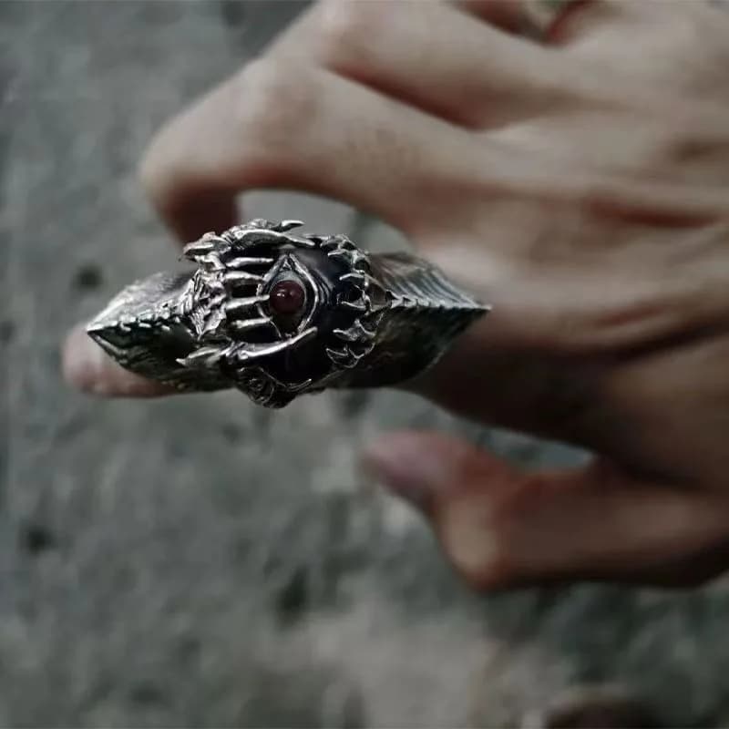 Vintage Eye Index Finger Ring Demon Devouring Eye Open Joint Ring Movable Punk Armor Element Ring