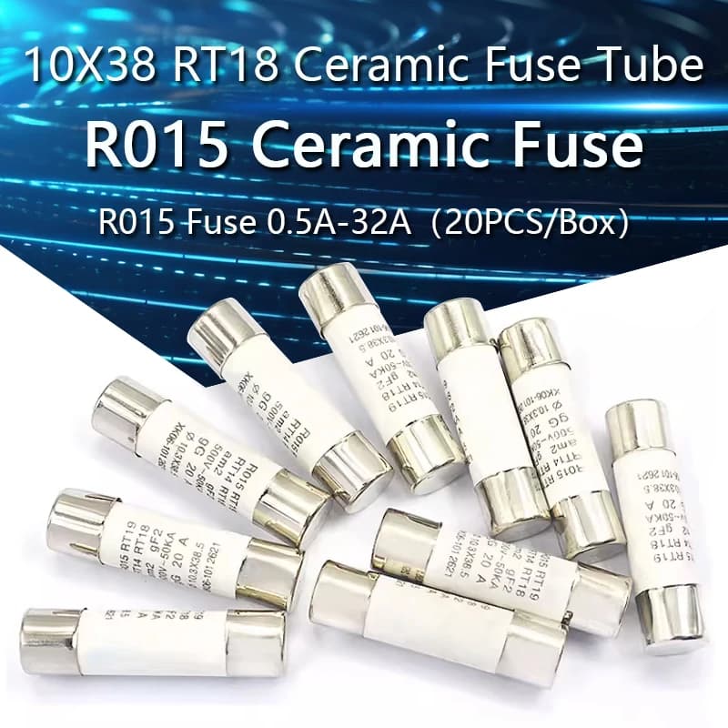 20-200PCS R015 Fusibile RO15 Fusibile Ceramico Tubo 10X38 RT18 0.5A 1A 2A 3A 4A 5A 6A 8A 10A 16A 25A 32A RO15 Fusibile R015 Fusibile