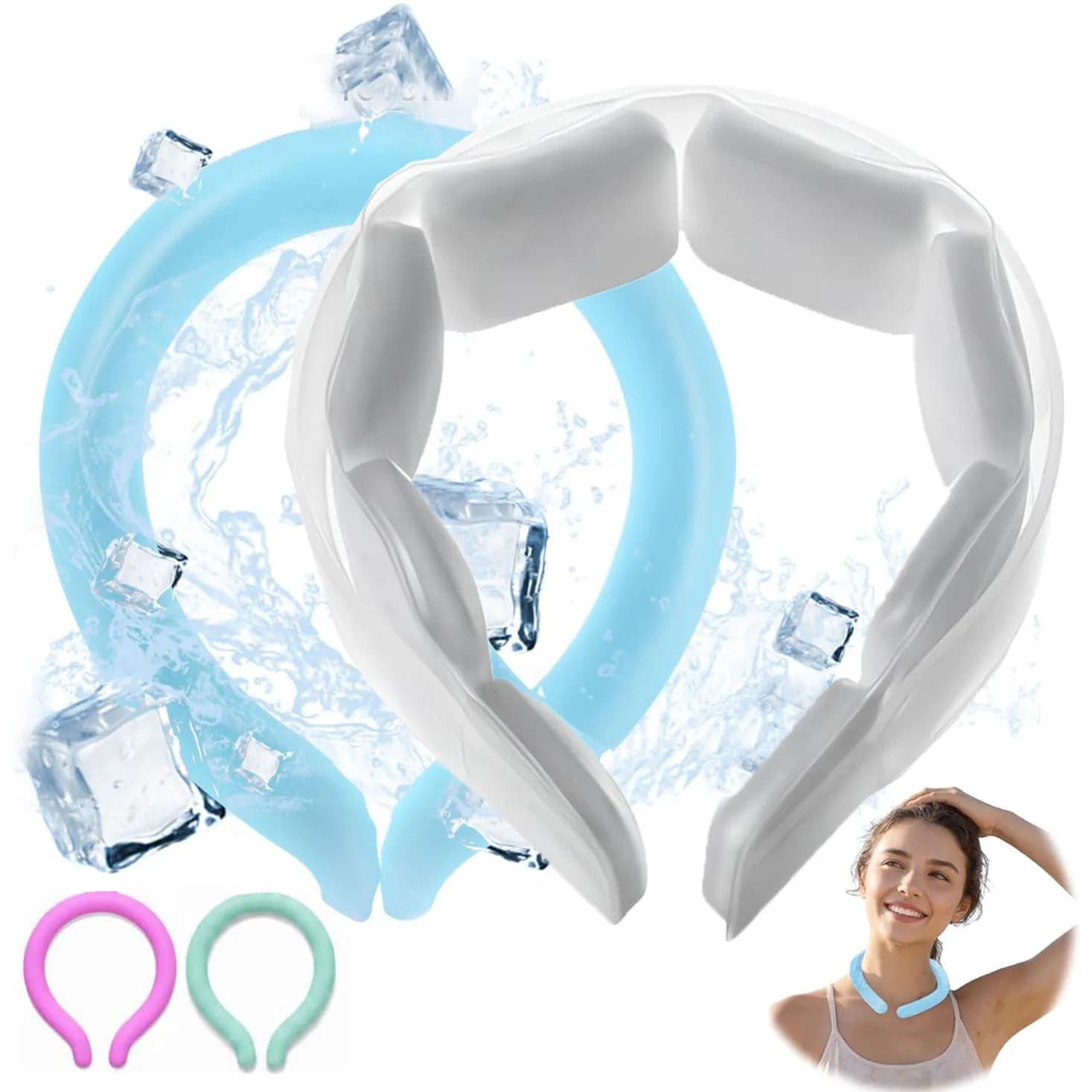 18℃/64℉Reusable Ice Neck Ring Cooling Tube Neckband Freeze Cooler Wraps Wearable Body Cooler Summer Outdoor Sports Travel