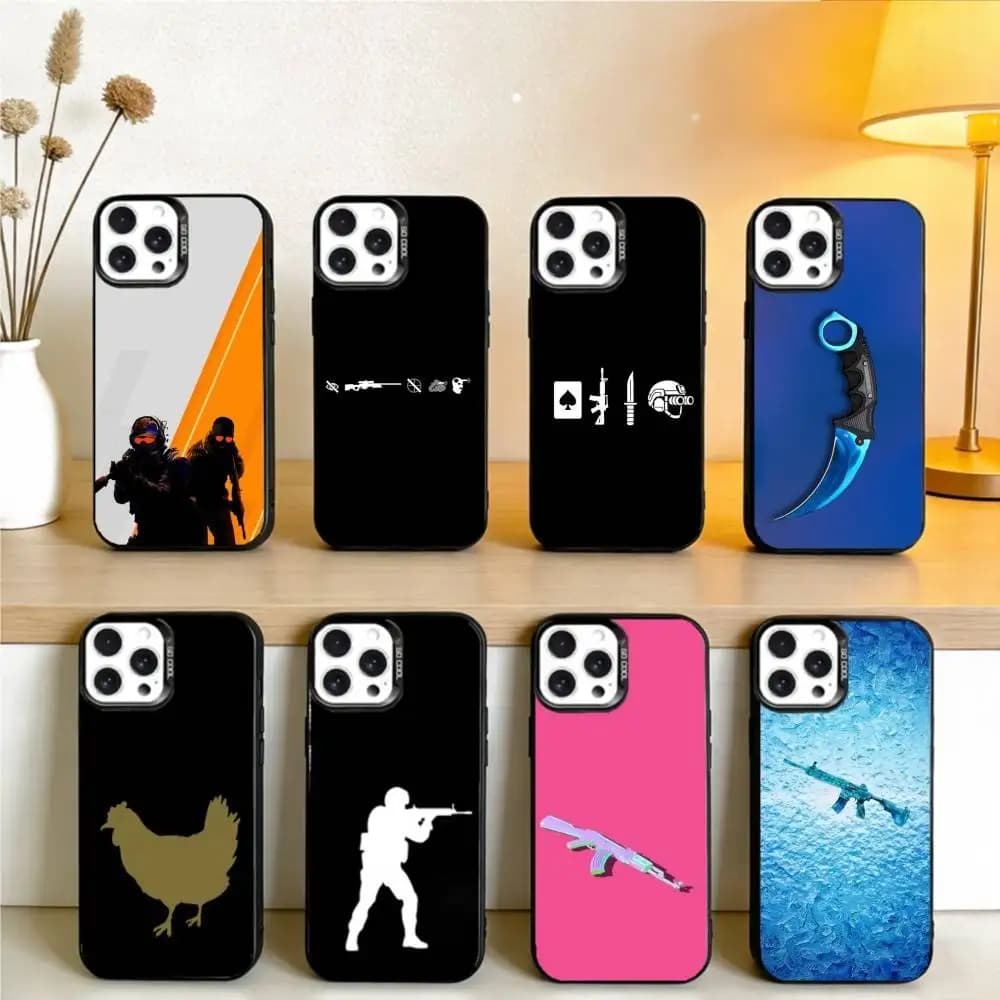 Cover Antiurto Nera per iPhone 16 17 15 14 12 13 Pro Max con Tema Game Counter Strike CS GO