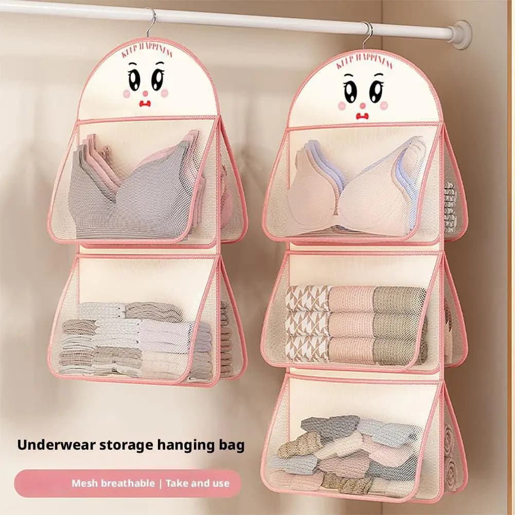 Organizzatore da appendere per armadio con tasche in rete, borse portaoggetti da appendere per biancheria intima, borsa salvaspazio per reggiseno, biancheria intima, mutande, calzini