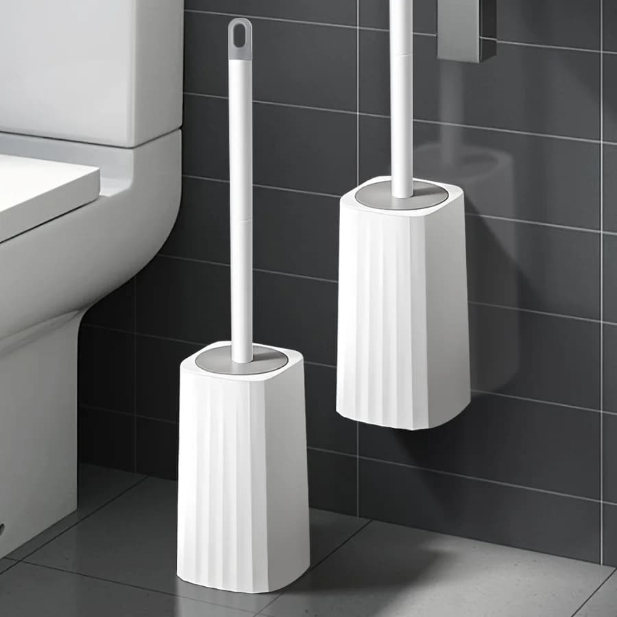 Flexible Long Handle Wall-Mounted Toilet Brush Set | No Dead Corner Design with Holder - Ideal for Bathroom Cleaning