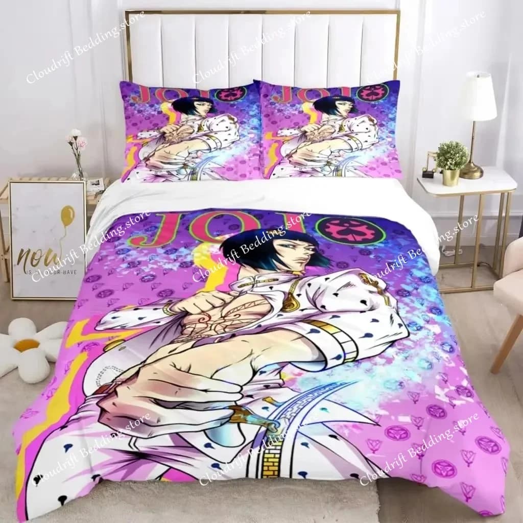 Set di biancheria da letto con stampa anime JOJO, articolo di moda per ragazzi o adulti, per letti, copripiumini, federe, set di biancheria da letto, regalo