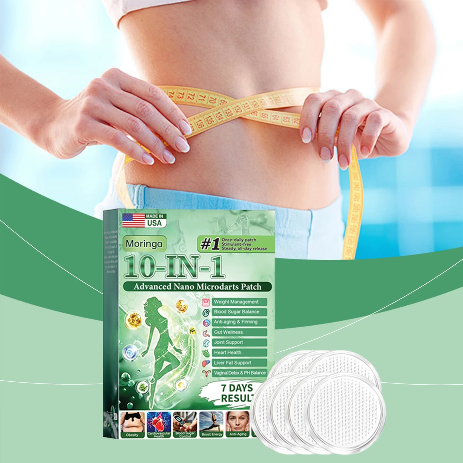 7pcs/Box Moringa Patch 10 In 1 Moringa Berberine X Nads Patch Nano-Microdarts Patch Natural Moringa Berberine Patch For Women