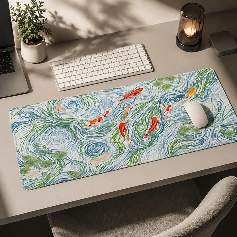 Mouse Pad Green Leaf Koi Aesthetics Gamer XL HD Home Large Mousepad XXL Mechanical Keyboard Pad Desk Mats Office Gaming laptop