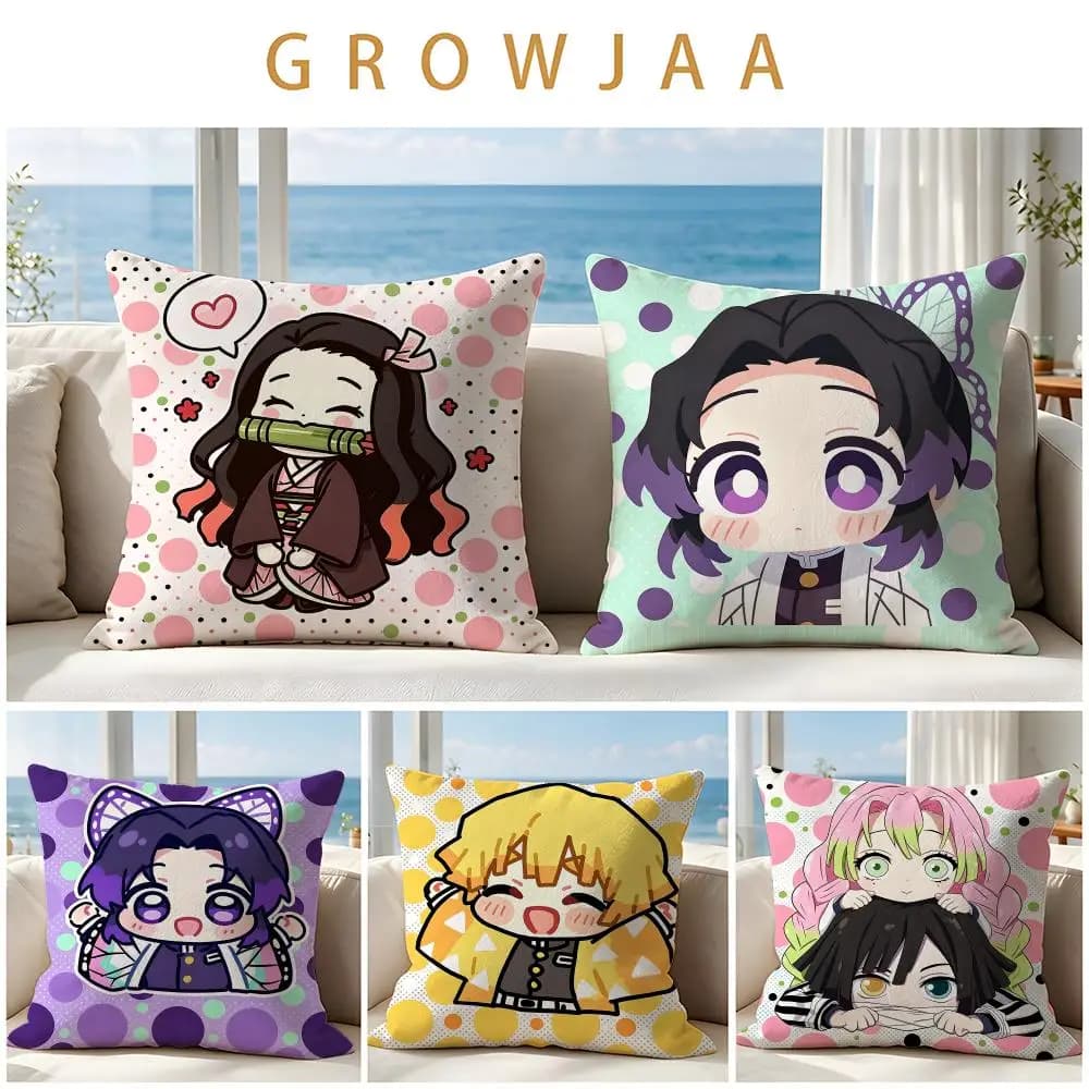 Anime D-emonS S-layer Cushion Cover Throw Pillow Short Plush Fresh Natural Cushion for Living Room Sofa Ornament Present Gift