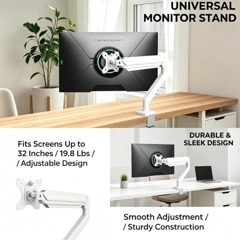 Supporto da Scrivania per Schermo Singolo, Supporto Universale Regolabile per Monitor fino a 32 Pollici, Max 19,8 Libbre, per Postazione PC