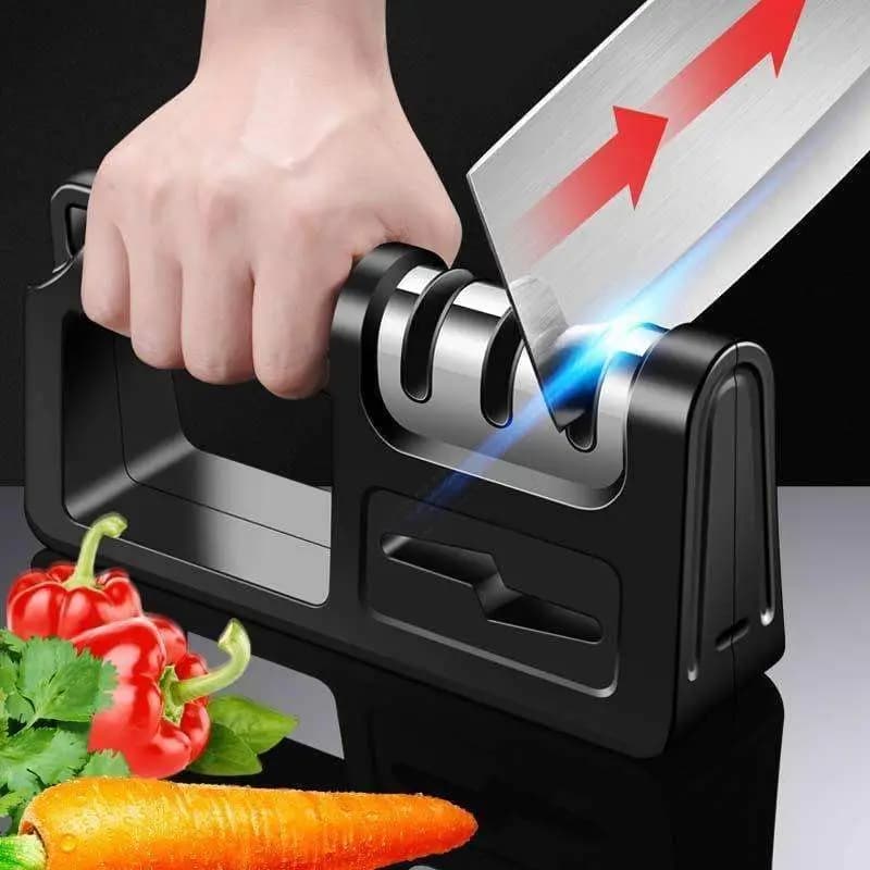 Affilacoltelli professionale 4 in 1 con pietre in ceramica e tungsteno sostituibili, per cucina, forbici, coltelli da caccia