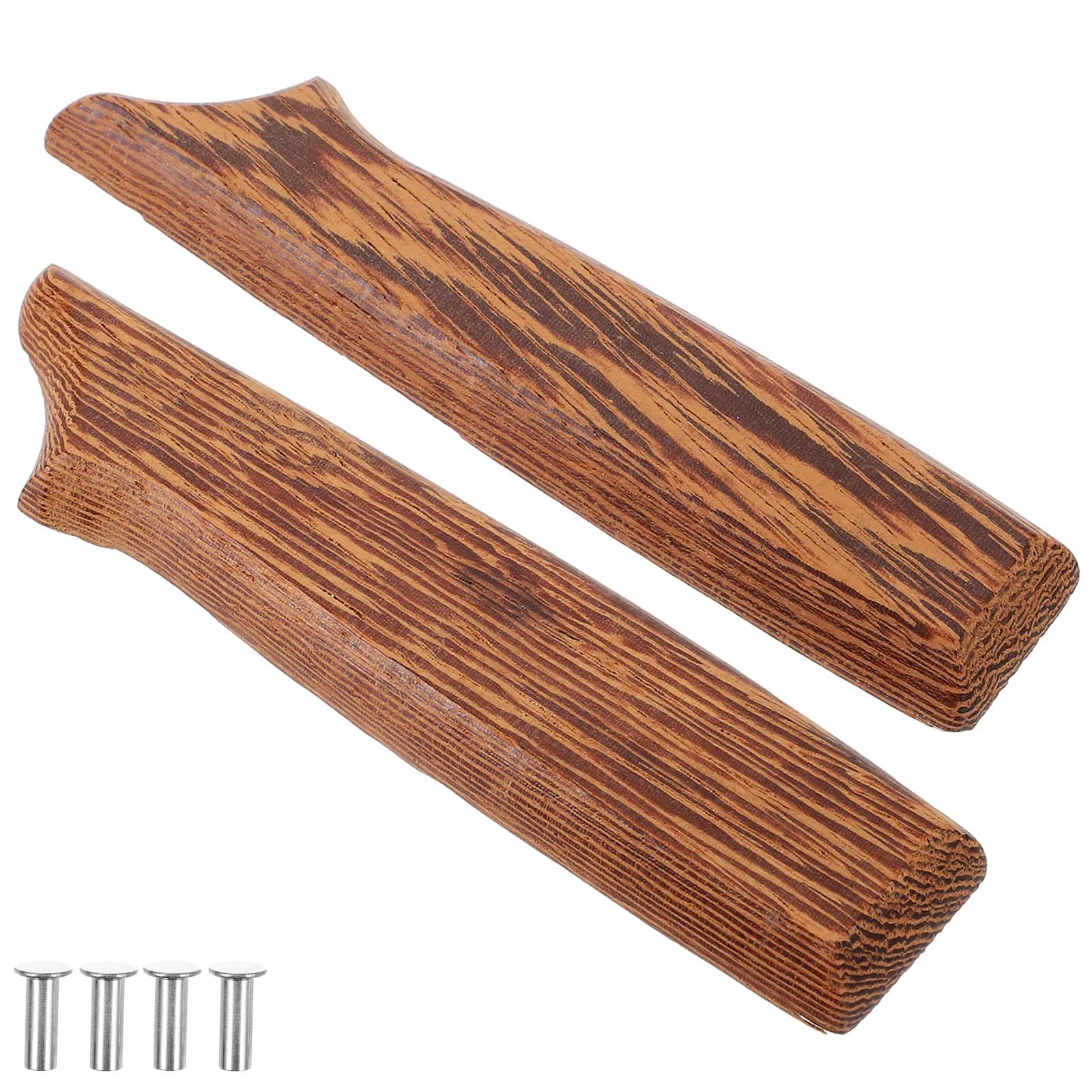 2Pcs Wood and Stainless Steel Cutter Handle Replacement for Kitchen Knives Ergonomic Comfort Grip Non-Skid Chopping Cutter