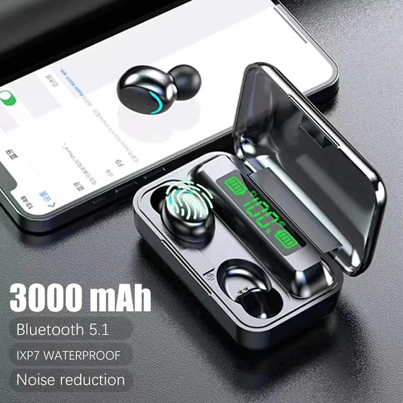 Auricolari Bluetooth 5.0 TWS wireless con display LED, auricolari touch con cancellazione del rumore, cuffie per giochi musicali sportivi, impermeabili, 1200 mAh