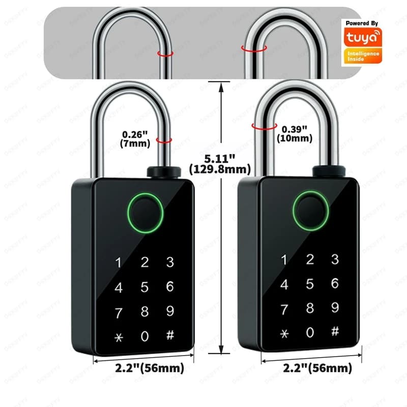 EGFirtor Lucchetto Tuya impermeabile Impronta digitale IC Card Password Serratura elettronica Lucchetto resistente per garage magazzino domestico