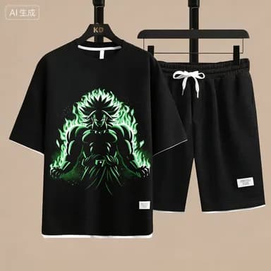 Completo da Uomo One Piece Luffy Gear 5 Sun God Nika con Stampa, T-shirt + Pantaloncini, Set 2 Pezzi, Abbigliamento Anime Streetwear Casual Estivo 2026