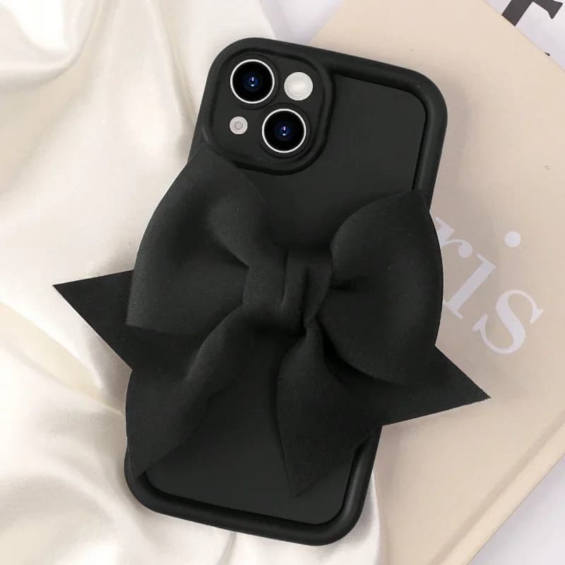 Bella custodia per telefono in silicone 3D Bowknot per iPhone 11 12 13 14 15 16 17 Pro Max 16E X XR XS Max 7 8 Plus SE2 copertura morbida antiurto