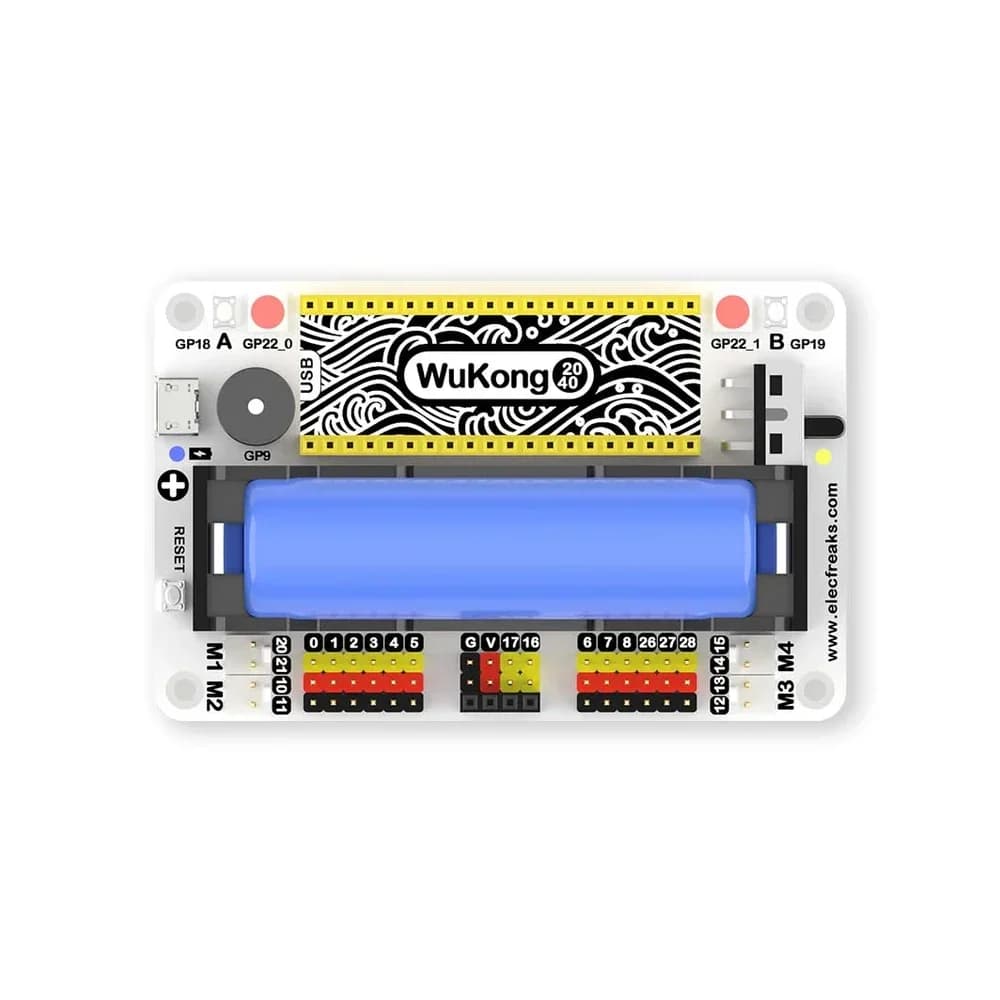 ELECFREAKS Wukong2040 expansion card for Raspberry Pi Pico, supports MicroBlocks and Python, compatible with construction blocks for 18650 batteries