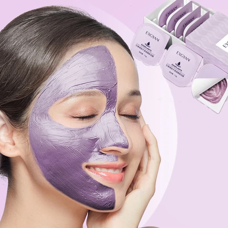 Eggplant Mud Face Mask Deep Cleansing Remove Blackheads Oil-Control Clay Mask Hydrating Moisturizing Packs Facial Skin Care