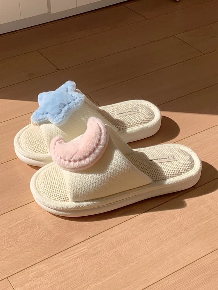Ciabatte Comode in Lino da Donna con Cinturino Sottile, Assorbenti, Scarpe da Casa alla Moda con Cartoni Animati, Primavera Estate Autunno Inverno