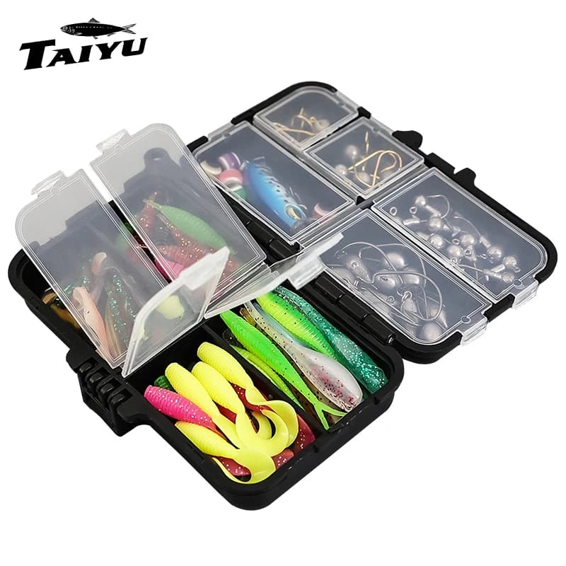 101pcs/set Fishing Lure Set Multiple Soft Bait And Hooks Kit With Fishing Tackle Box Swimbait Realistic Artificial Soft Bait